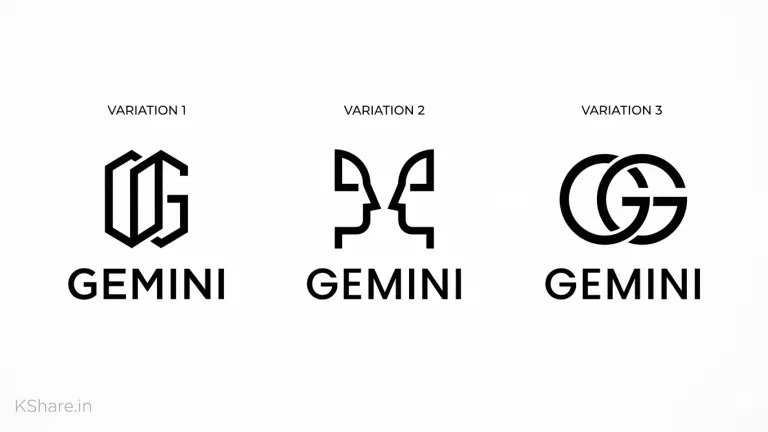 Minimalist Geometric Gemini Logo Design Variations - Black &amp; White Concept