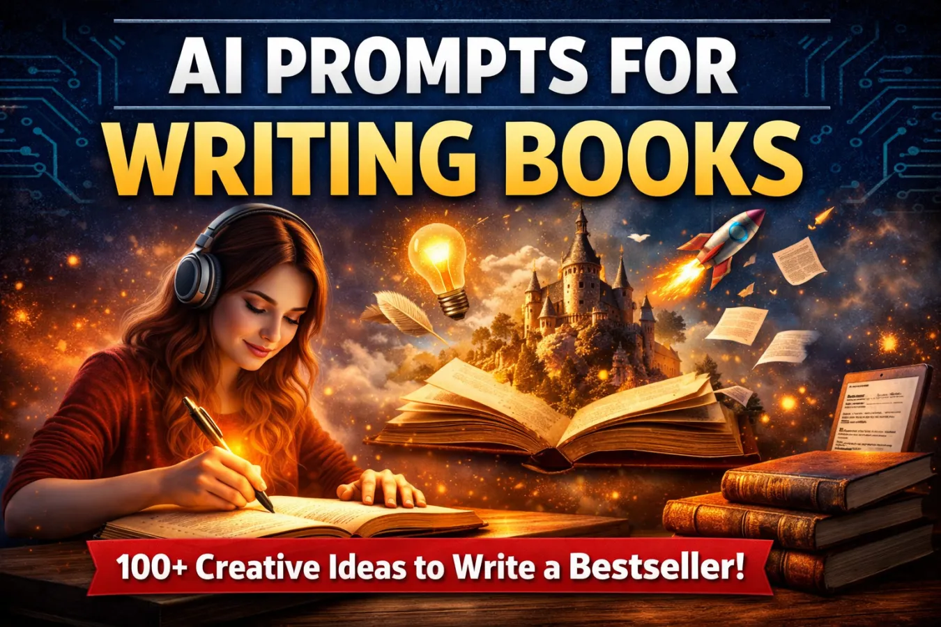 AI Prompts for Writing Books: 100+ Creative Ideas to Write a Bestseller Fast , ai prompts for writing books, book writing prompts ai, ai writing prompts, story writing prompts, creative writing ideas, ai storytelling prompts, write a book with ai, fiction prompts ai, novel writing ideas