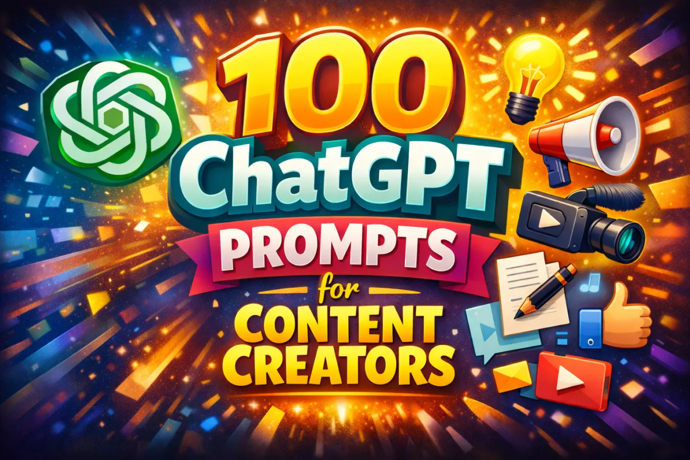 100 ChatGPT Prompts for Content Creators , chatgpt prompts for content creators, ai prompts for bloggers, chatgpt prompts for writers, chatgpt content prompts, ai prompts for social media content, chatgpt prompts for youtube creators, ai content creation prompts, chatgpt prompts list