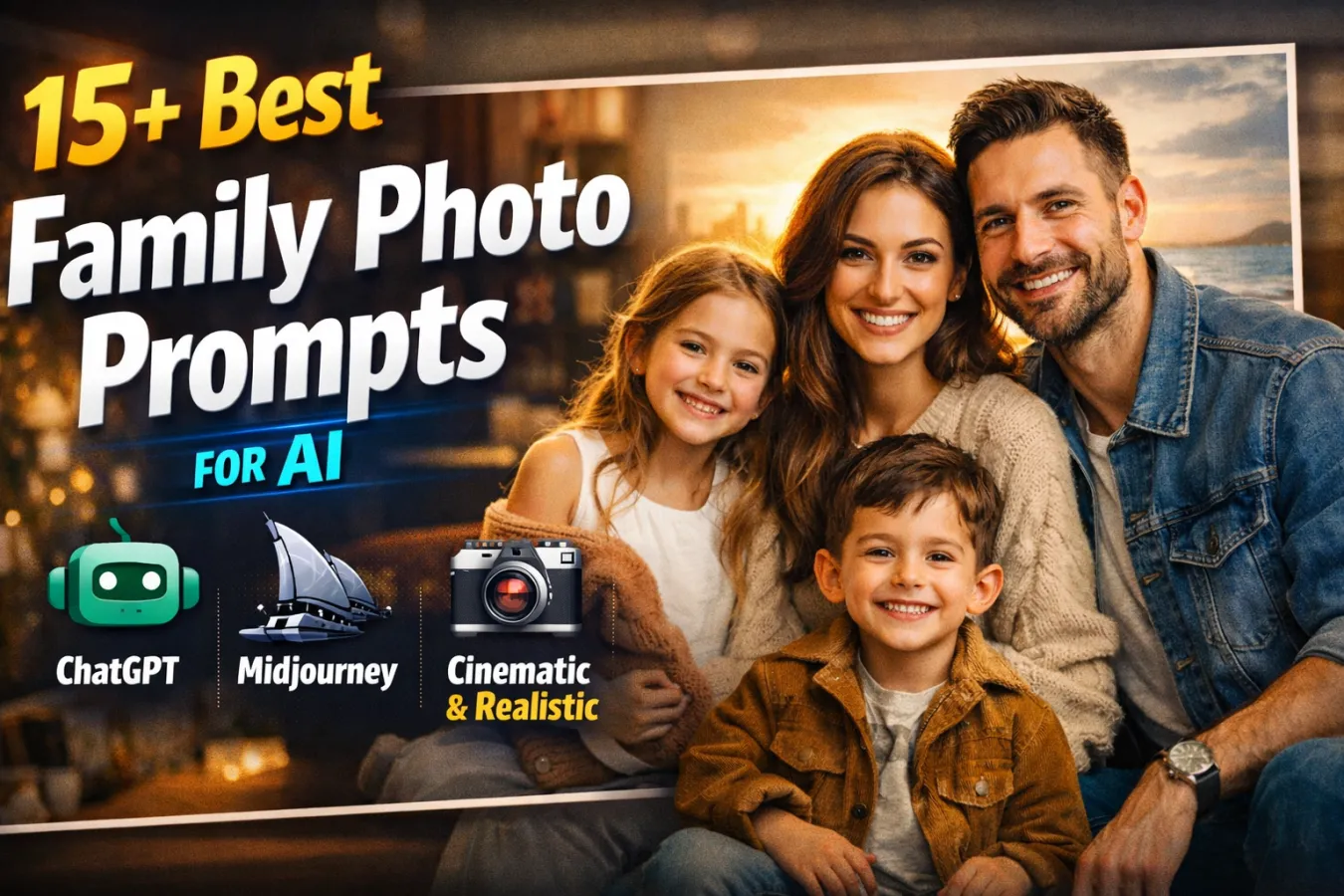 15+ Best Family Photo Prompts for AI (Stunning & Realistic) , family photo prompts, ai photo prompts, midjourney family prompts, realistic family portraits ai, cinematic family photography ai