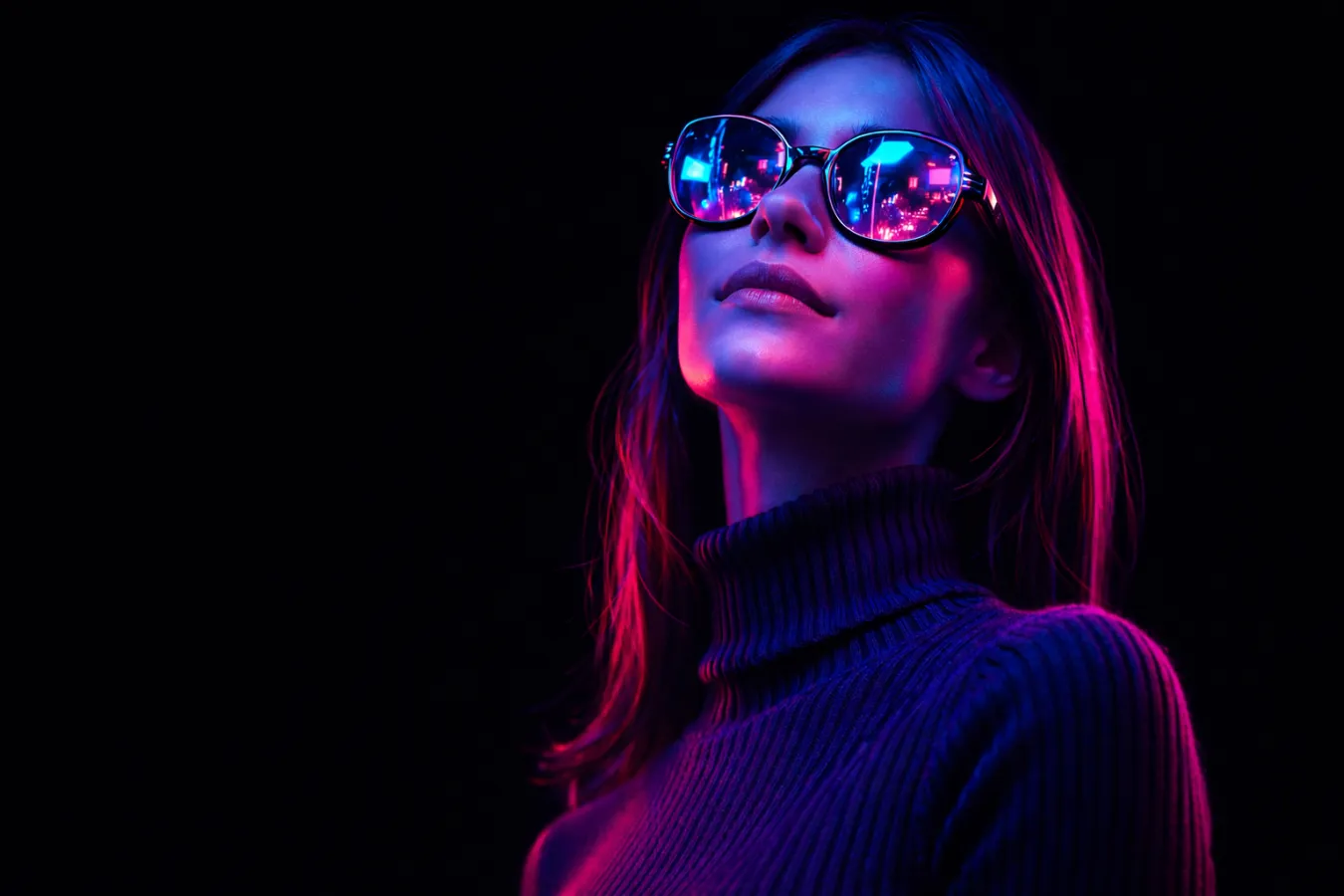 Cyber Noir AI Portrait from Photo | Neon Futuristic Photo Edit , cyber noir ai portrait, ai portrait from photo, neon portrait edit, futuristic photo edit, cyberpunk portrait, ai fashion portrait, cinematic ai headshot, viral photo trend, neon sunglasses portrait, editorial ai photo