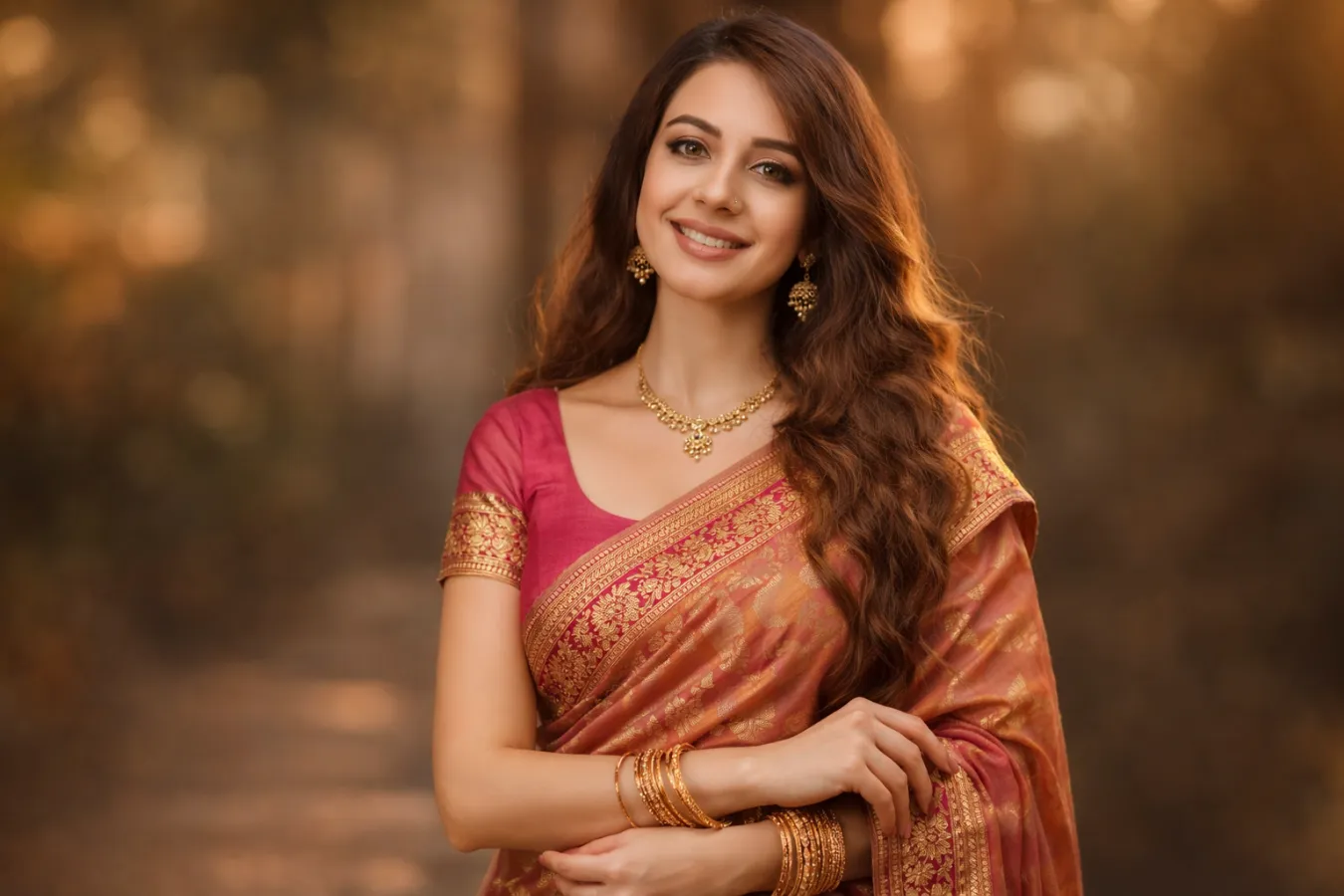 Elegant Indian Woman in Saree – Cinematic Fashion Photography , indian woman saree photography, elegant saree photoshoot, indian fashion photography, cinematic saree portrait, traditional indian woman look, instagram aesthetic saree, gold jewelry saree look, soft lighting fashion photo