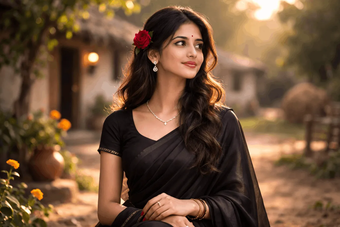 Elegant South Asian Woman Portrait: Sophisticated AI Images , South Asian woman portrait, AI image prompt, elegant sari portrait, realistic AI portrait, Indian woman image, AI photography guide
