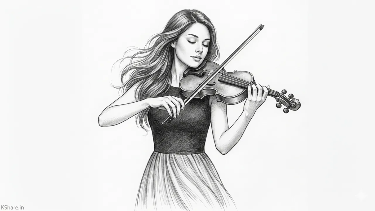 Pencil Sketch AI Prompt (2026) – Create Girl Playing Violin Drawing Like a Pro Instantly