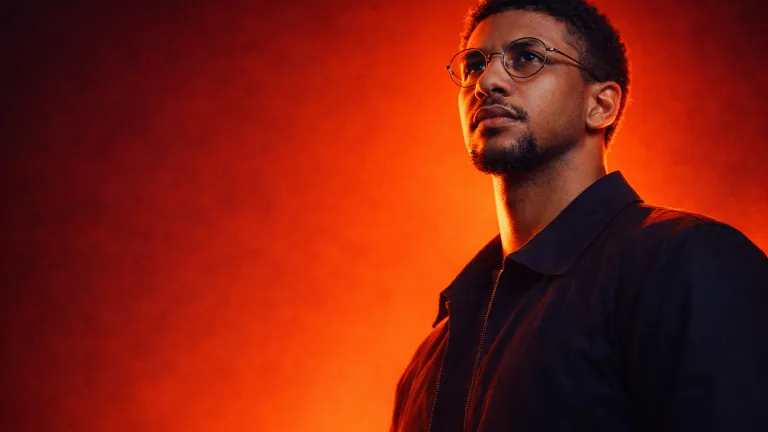 AI Editorial Portrait Prompt Cinematic Photorealistic Orange Red Studio Portrait AI Editorial Portrait Prompt Cinematic Photorealistic Orange Red Studio Portrait