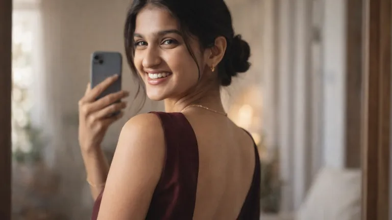 Realistic Mirror Selfie AI Prompt (Indian Saree Girl) – Ultra Real Image Guide , realistic mirror selfie prompt, AI image prompt Indian girl, saree AI photo prompt, realistic AI photography prompt, midjourney mirror selfie prompt, stable diffusion Indian woman prompt, candid selfie AI prompt