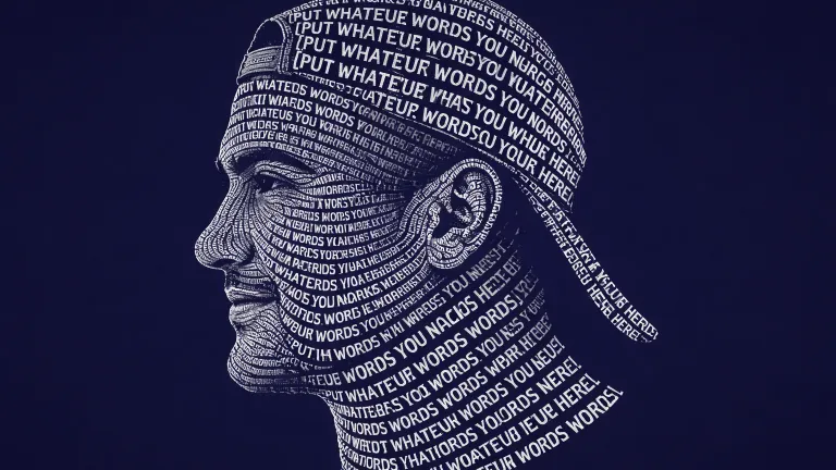 Typographic Portrait Art 8K – AI Text Face Illustration, Calligraphy Profile Design, Viral Typography Artwork , typographic portrait, text portrait art, AI typography face, calligraphy portrait, text face illustration, typography art 8k, vector portrait text, modern typography design, viral AI art, navy background portrait, profile face typography