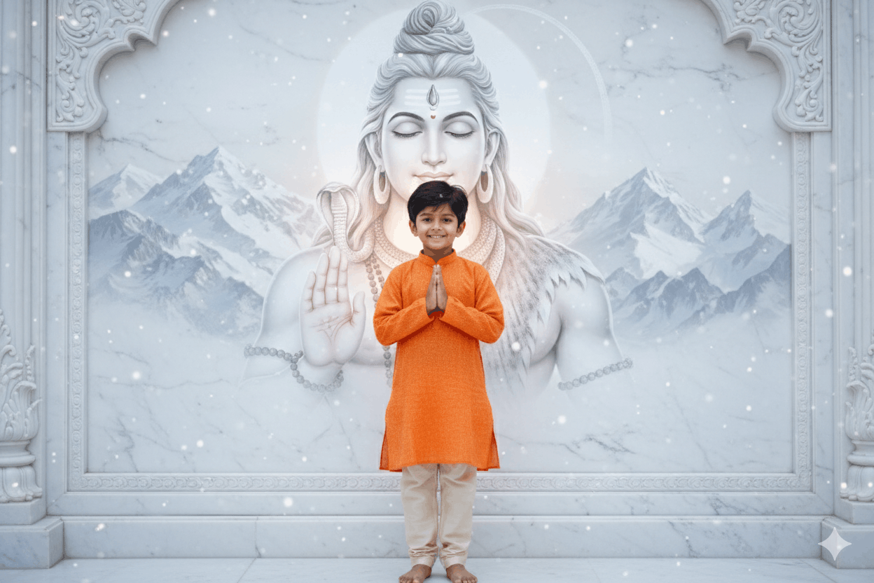 Peaceful Mahadev Devotional Portrait with Young Indian Boy | 8K Art - After