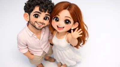 Cute Chibi Couple AI Prompt (Pixar Style) – Create 3D Cartoon Characters from Ph...