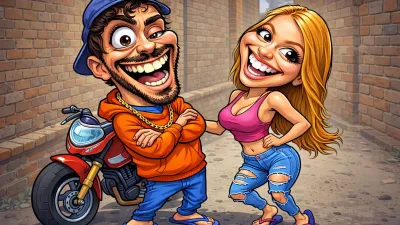 Desi Roast Caricature Cartoon – Funny Street Swag Big Head Illustration