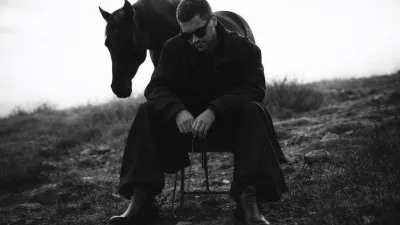 Monochrome Fine Art Fashion Editorial with Horse Cinematic Luxury Portrait
