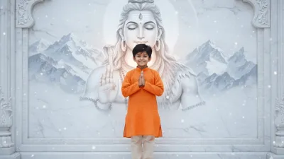 Peaceful Mahadev Devotional Portrait with Young Indian Boy 8K Art Peaceful Mahadev Devotional Portrait with Young Indian Boy 8K Art