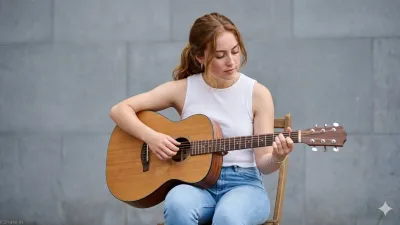 Woman plays acoustic guitar 2026 Updated Stunning AI Photo Editing Prompt