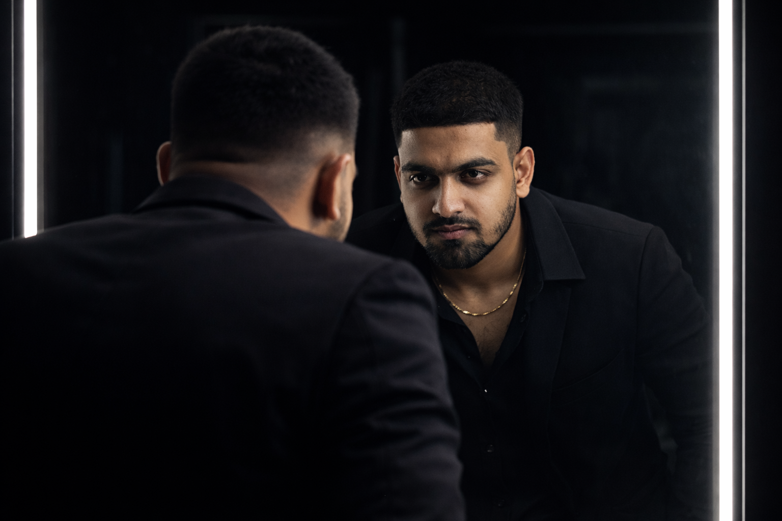 Ultra-Realistic Cinematic Mirror Portrait Prompt for Men - After