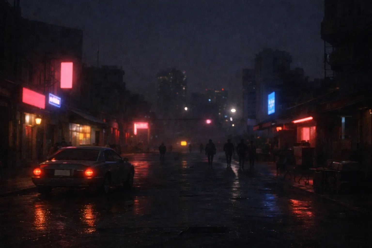 Cyberpunk Neon Cityscape - Before