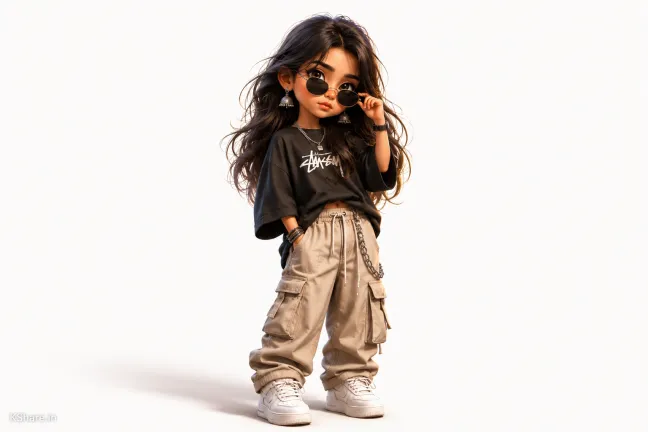 Cute Chibi Girl Prompt for Stylish 3D Denim Characters