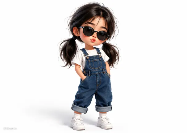 Cute Chibi Girl Prompt for Stylish 3D Denim Characters