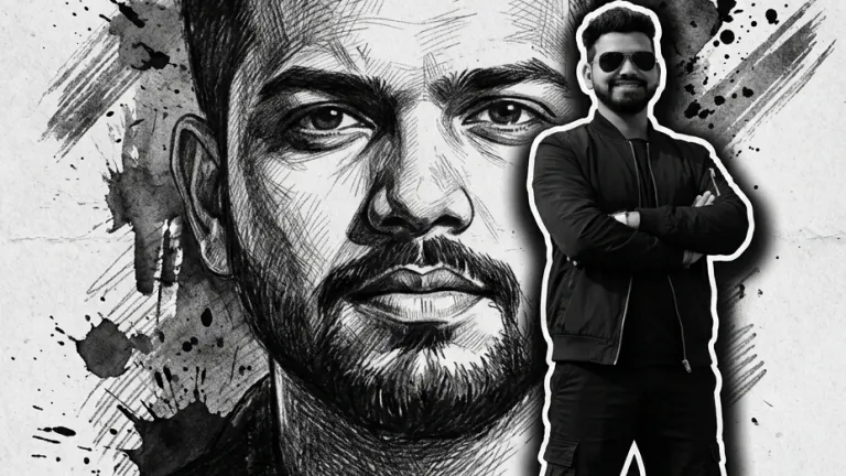 Gemini AI generated sketch art of a man in streetwear with Shadow Icon and Fearless Street typography, black and white ink splash style. Gemini AI generated sketch art of a man in streetwear with Shadow Icon and Fearless Street typography, black and white ink splash style.