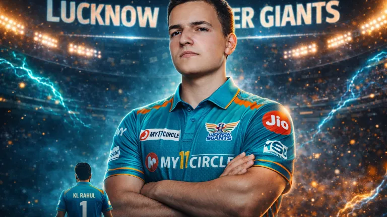 LSG jersey AI prompt blue orange IPL 2026 ultra realistic cricket kit