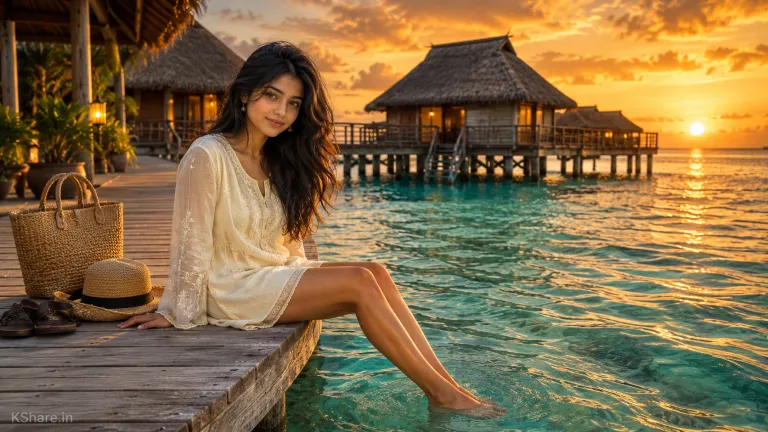 Tropical Resort Woman Sitting by Turquoise Water AI Prompt for Stunning Travel Photos Tropical Resort Woman Sitting by Turquoise Water AI Prompt for Stunning Travel Photos